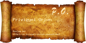 Privigyei Orion névjegykártya